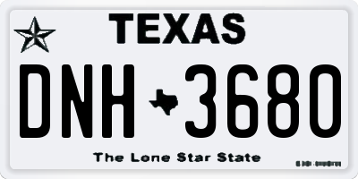 TX license plate DNH3680