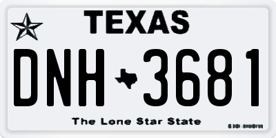 TX license plate DNH3681
