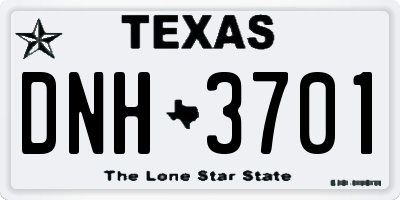 TX license plate DNH3701