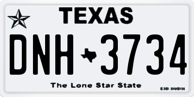 TX license plate DNH3734