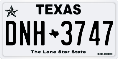 TX license plate DNH3747