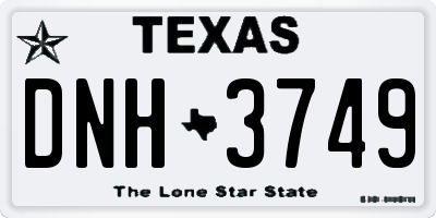 TX license plate DNH3749