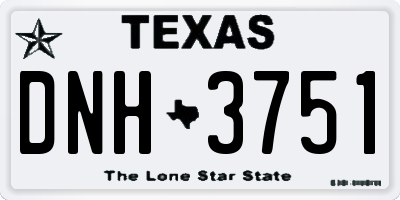 TX license plate DNH3751
