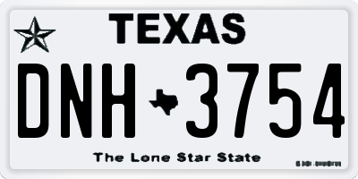TX license plate DNH3754