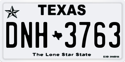 TX license plate DNH3763