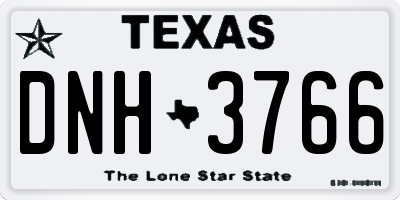 TX license plate DNH3766