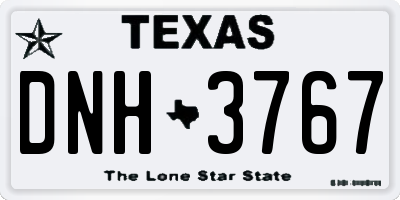 TX license plate DNH3767