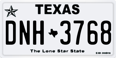 TX license plate DNH3768