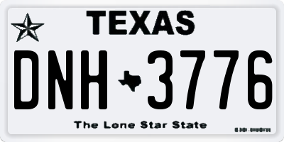 TX license plate DNH3776