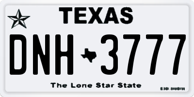 TX license plate DNH3777