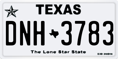TX license plate DNH3783