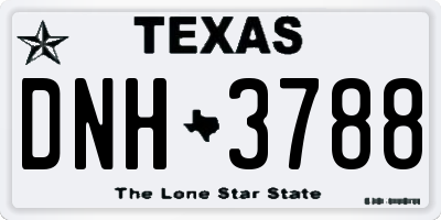 TX license plate DNH3788