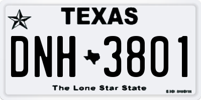TX license plate DNH3801
