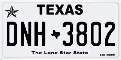 TX license plate DNH3802