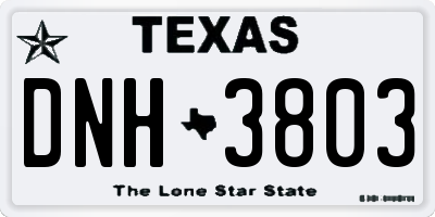 TX license plate DNH3803