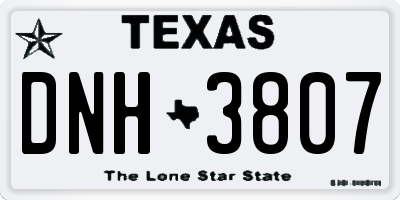 TX license plate DNH3807