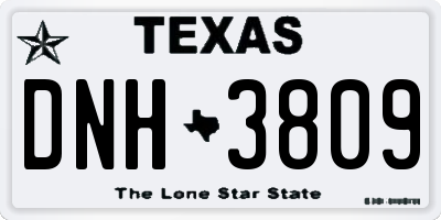 TX license plate DNH3809