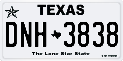 TX license plate DNH3838