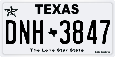 TX license plate DNH3847