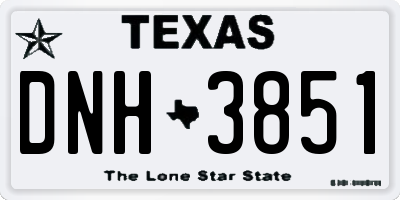 TX license plate DNH3851