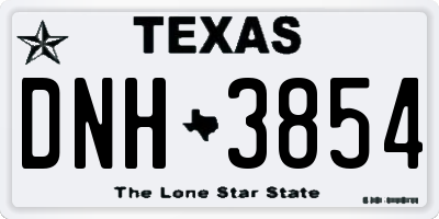 TX license plate DNH3854