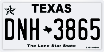 TX license plate DNH3865
