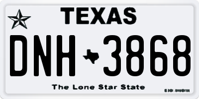 TX license plate DNH3868