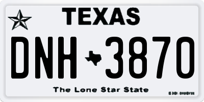 TX license plate DNH3870