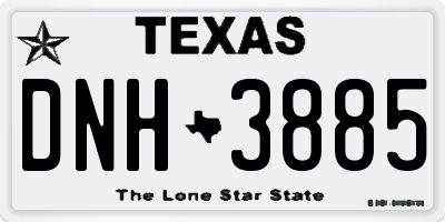 TX license plate DNH3885