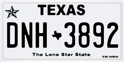TX license plate DNH3892