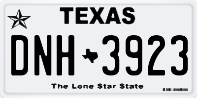 TX license plate DNH3923