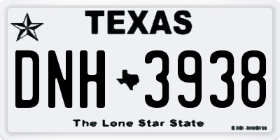 TX license plate DNH3938