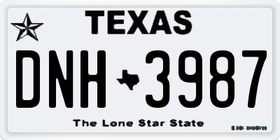 TX license plate DNH3987