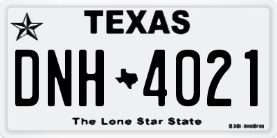 TX license plate DNH4021