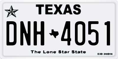 TX license plate DNH4051