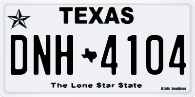 TX license plate DNH4104