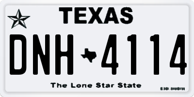 TX license plate DNH4114