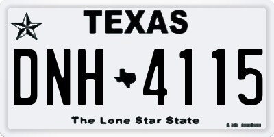 TX license plate DNH4115