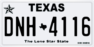 TX license plate DNH4116