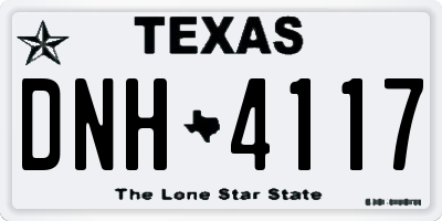 TX license plate DNH4117