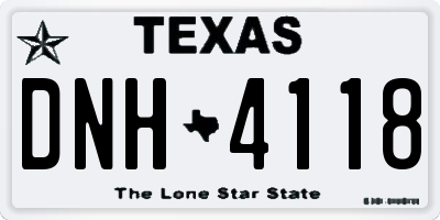 TX license plate DNH4118