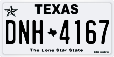 TX license plate DNH4167