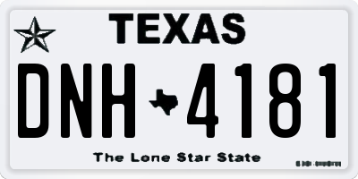 TX license plate DNH4181