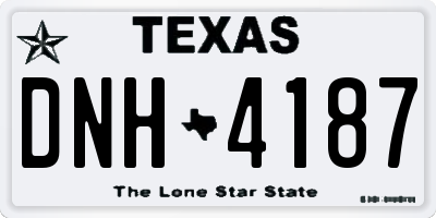 TX license plate DNH4187