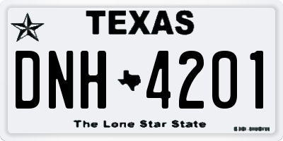 TX license plate DNH4201