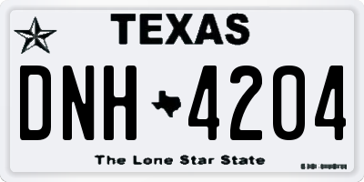 TX license plate DNH4204