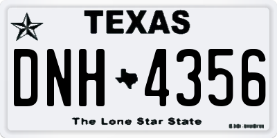 TX license plate DNH4356