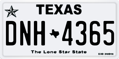 TX license plate DNH4365