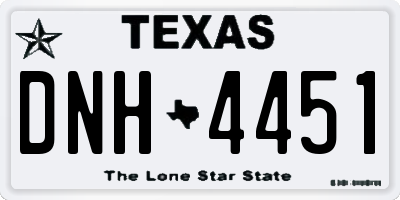 TX license plate DNH4451