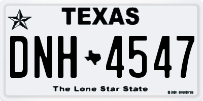 TX license plate DNH4547